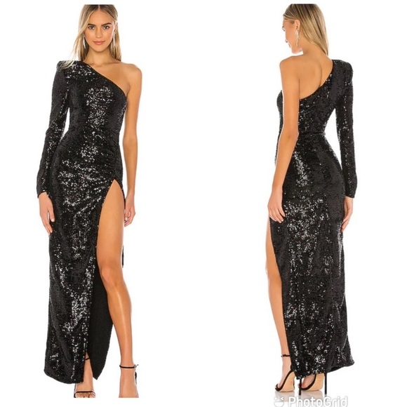 Michael Costello X Revolve Terri sequin Gown in Black - Picture 1 of 9